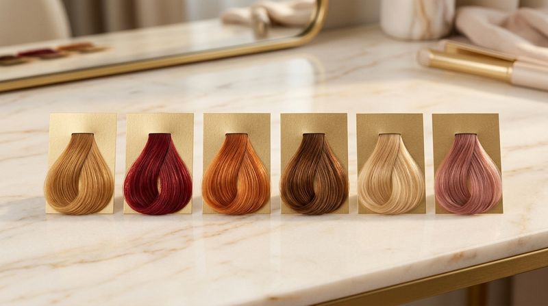 Collage of spring 2026 hair color trends showing warm and natural tones against a bright salon background