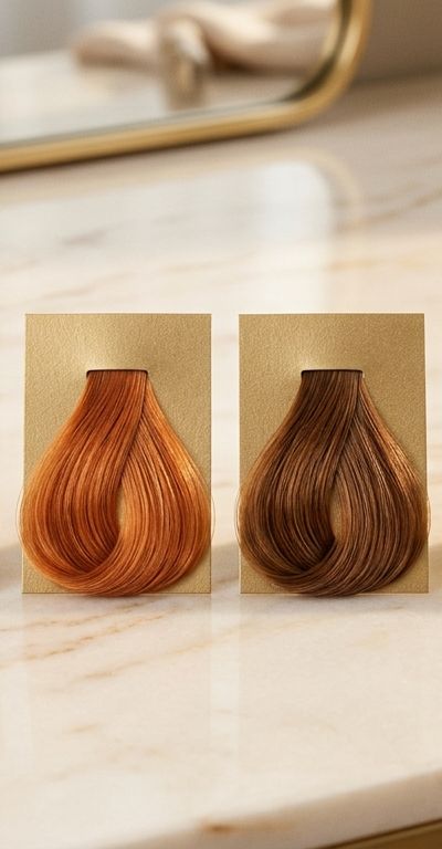 Collage of spring 2026 hair color trends showing warm and natural tones against a bright salon background