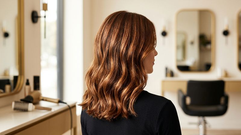 Toasted Copper: warm burnt sienna hair with rich depth and metallic warm reflections