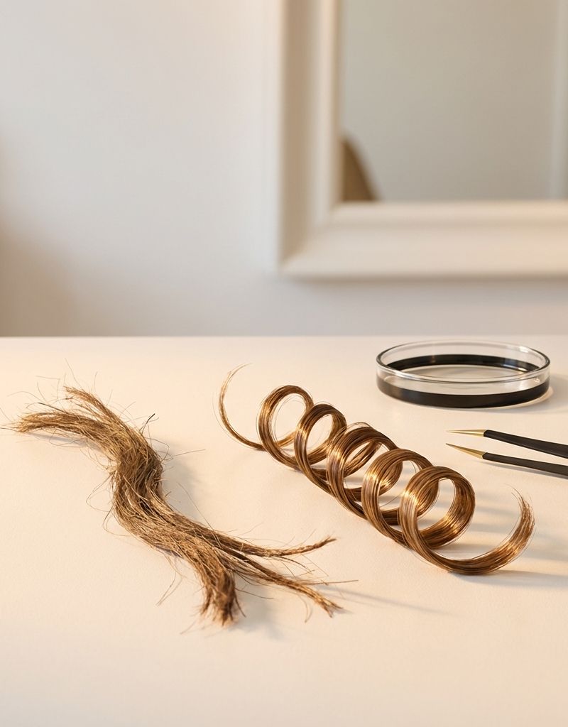 Hair elasticity comparison: damaged strand vs healthy strand