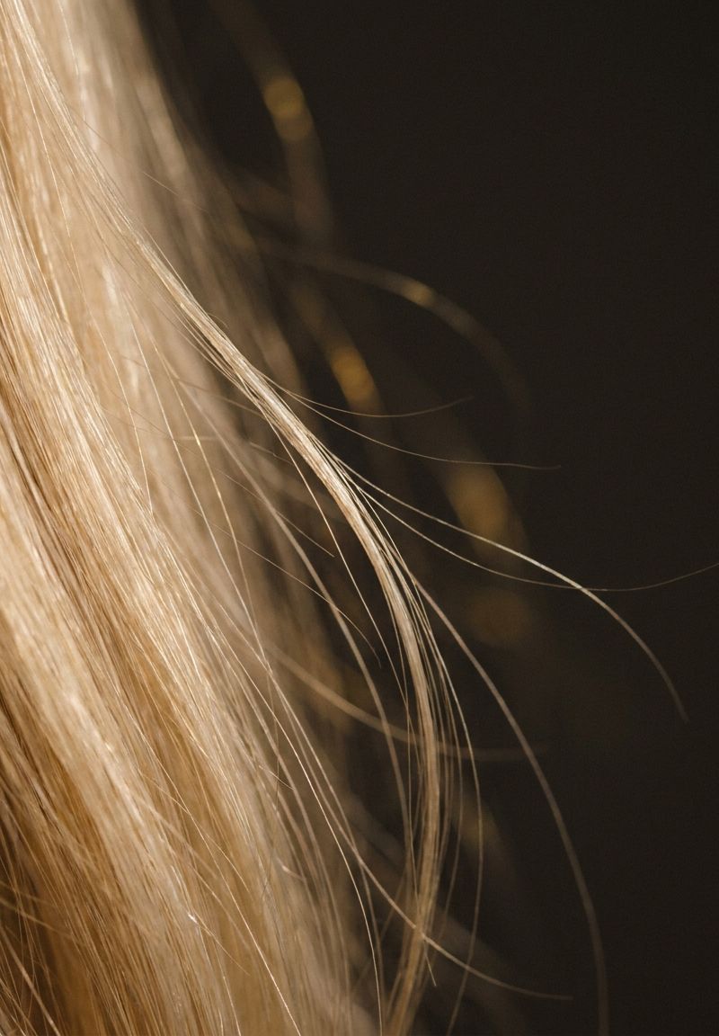 Macro shot of healthy, glossy blonde hair strands